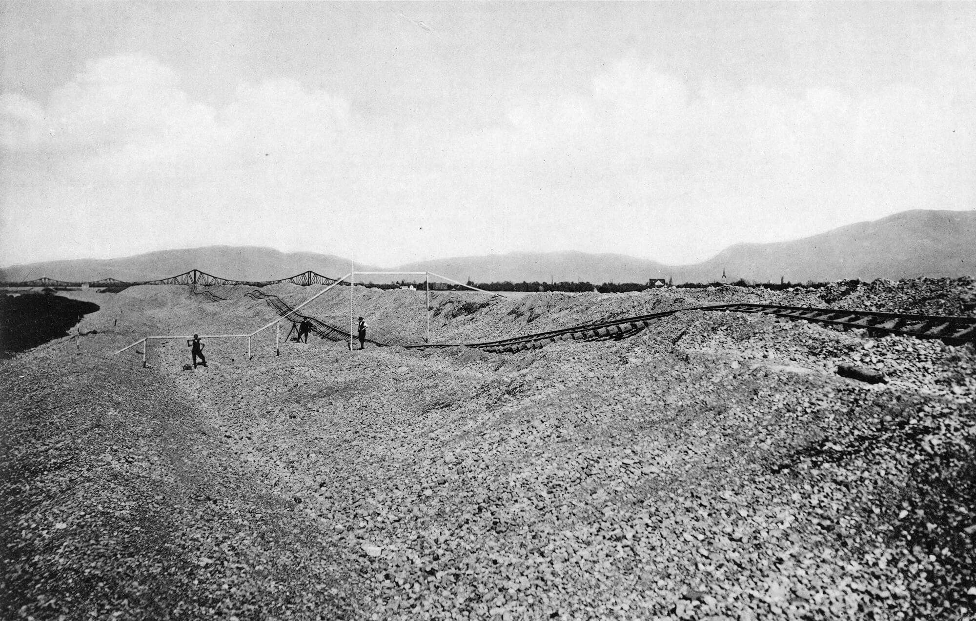 Dammsenkung oberhalb der Rietbrücke, 8. März 1914